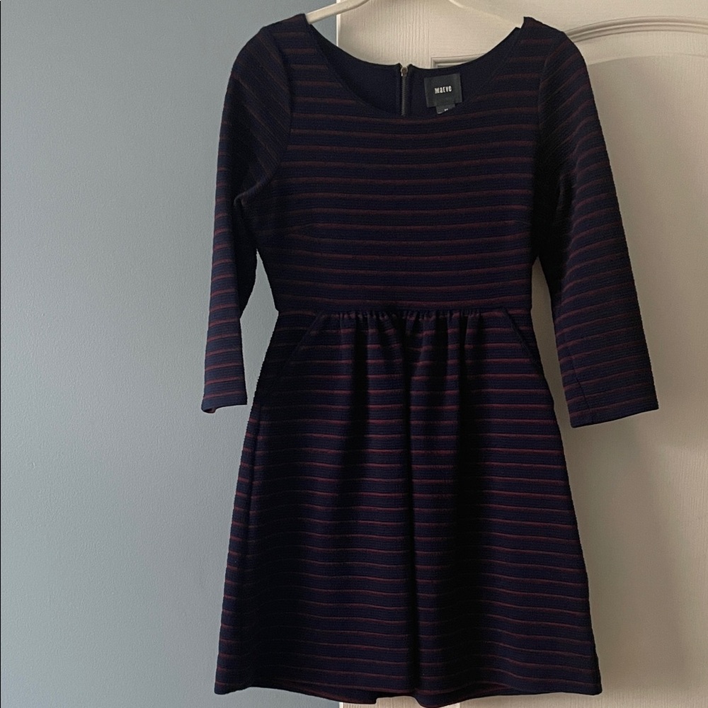 Anthropologie Red and Navy Striped mini dress